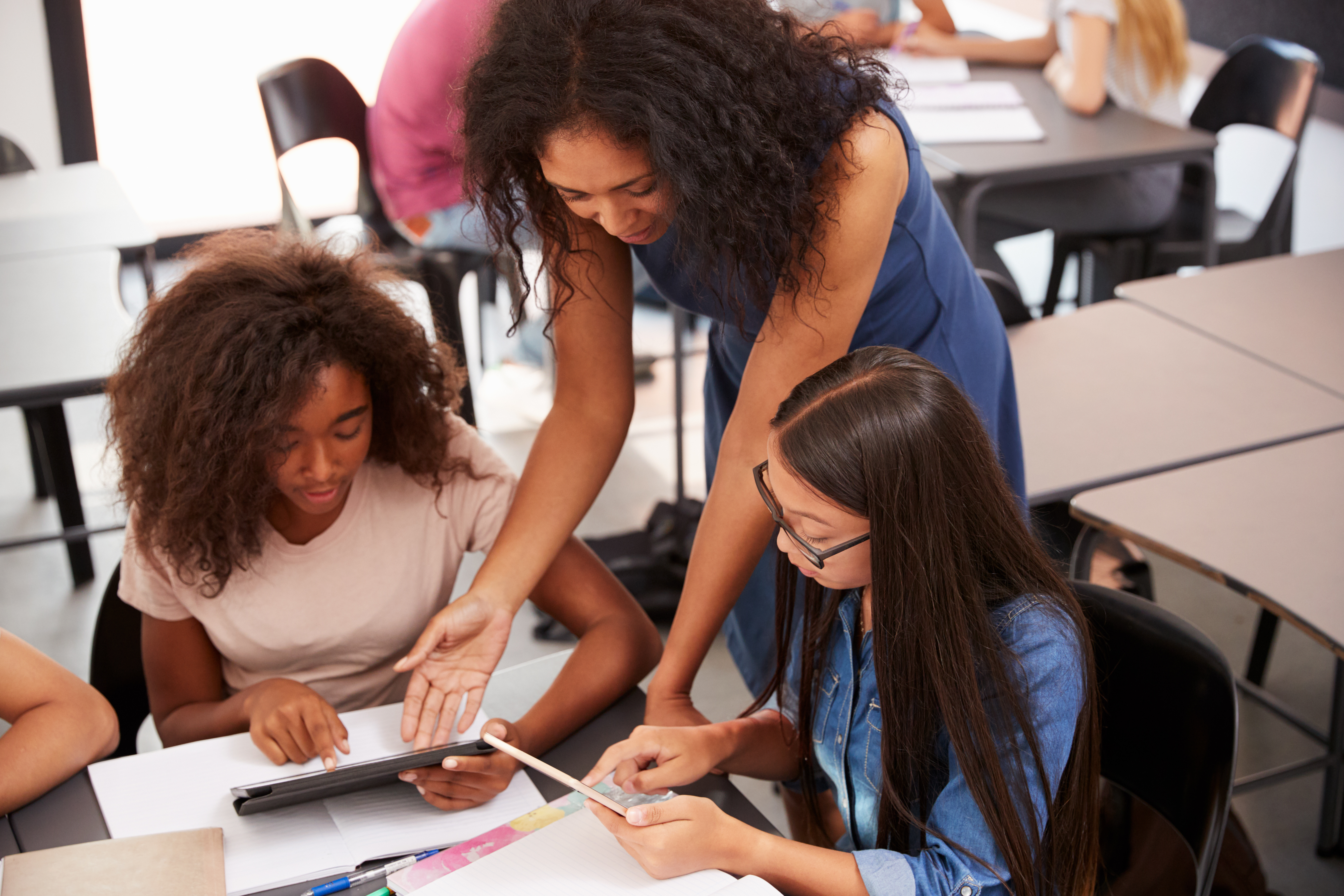 Teacher working with a small group of students
