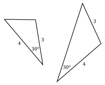 Two triangles with sides labeled 3, 4, and 30° angles.