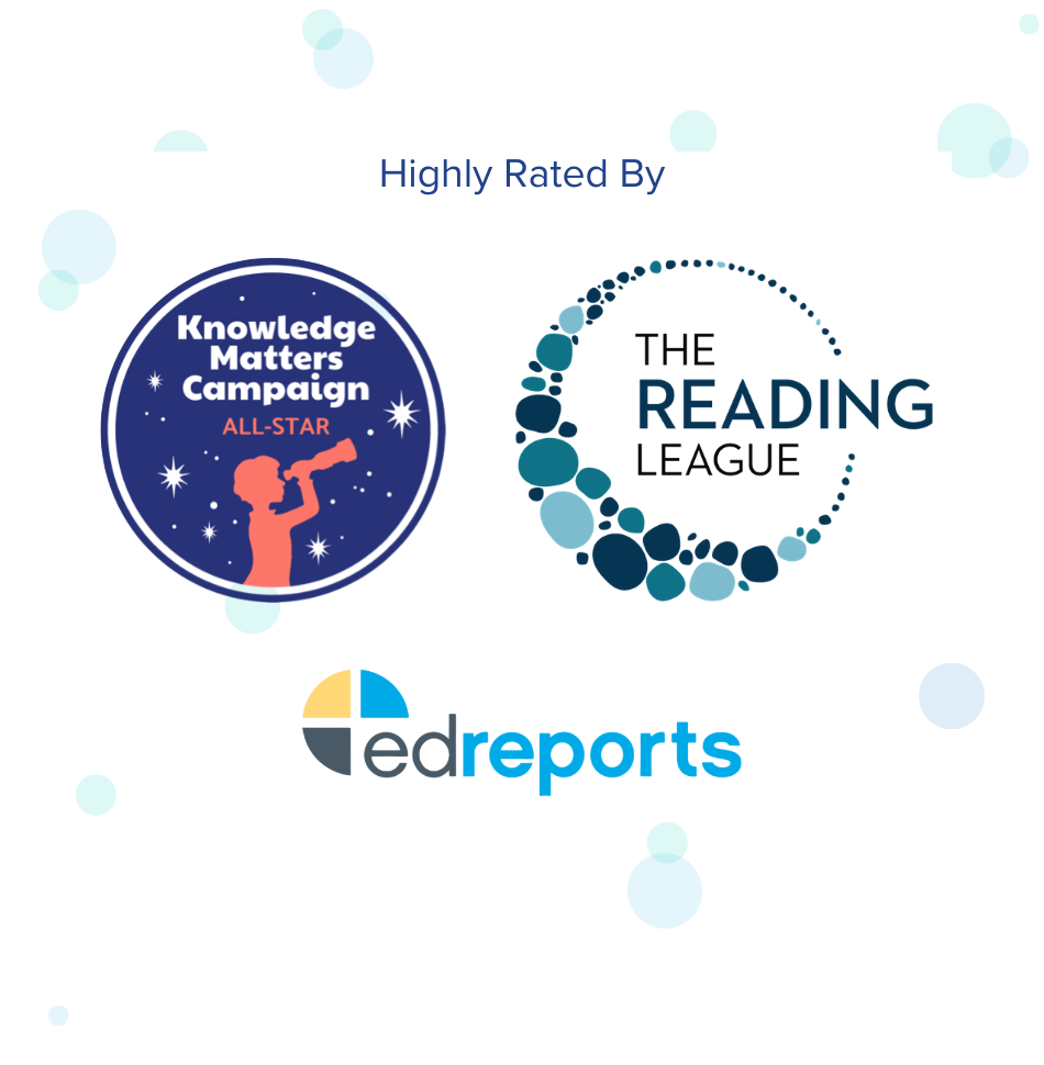logos from The Reading League, edReports, and Knowledge Matters Campaign