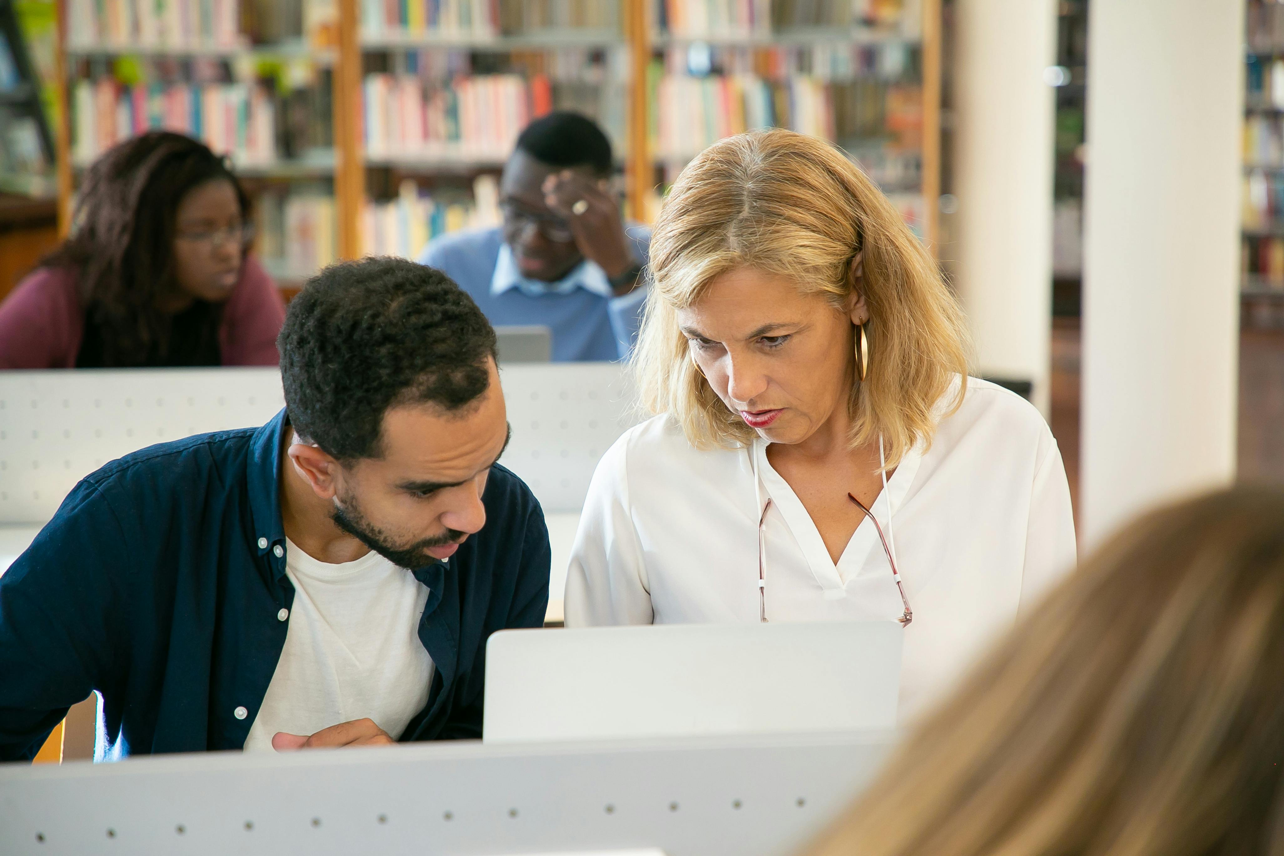 teacher using computer