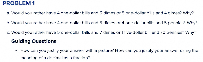 Math word problem and guiding teacher questions