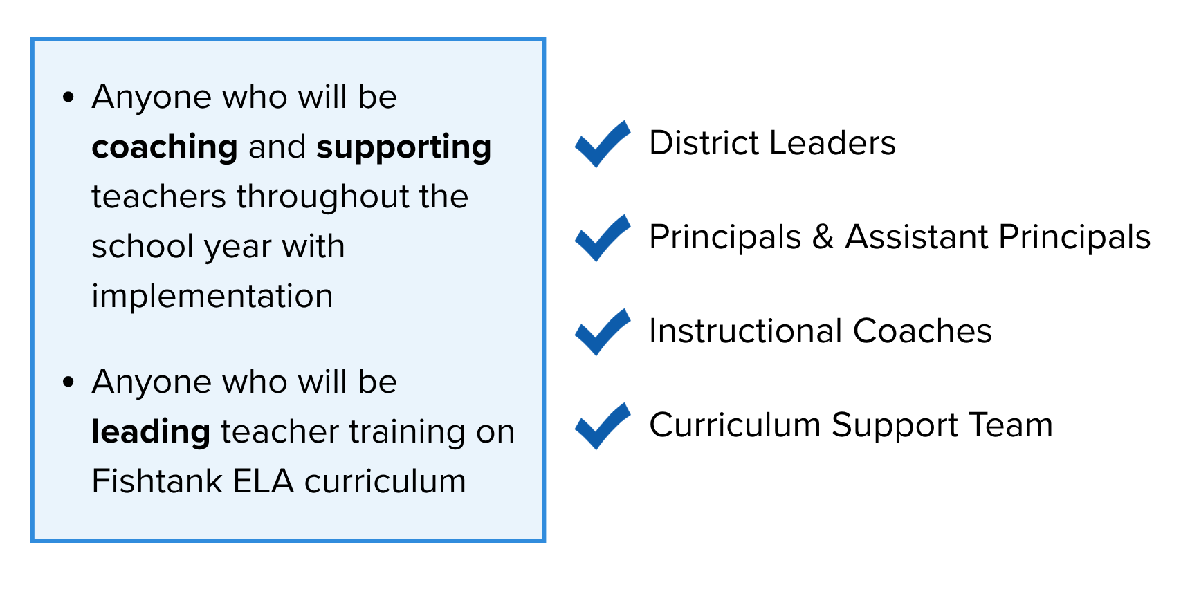 District Leaders, Principals & Assistant Principals, Instructional Coaches